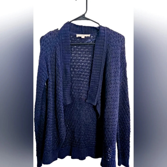 Ann Taylor Loft petite sweater cardigan size small. Navy blue. Cotton knitting - Picture 1 of 6